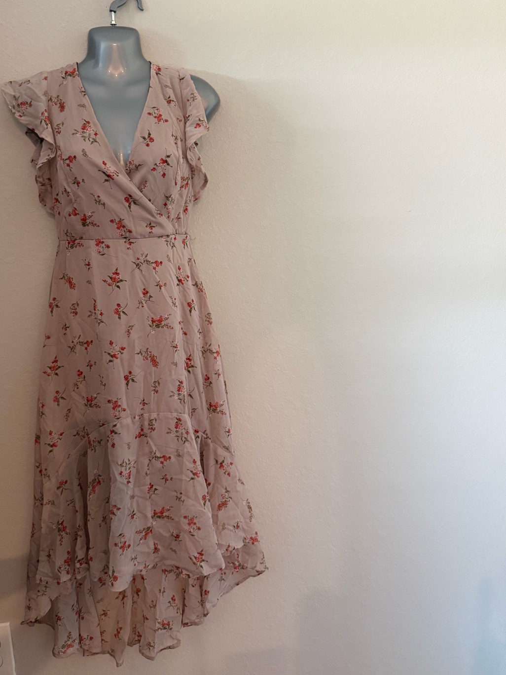 Altar'd State Taupe Floral High-Low Dress